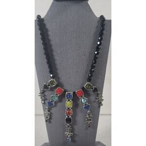 Chico's Silver Black 5 Pendants Single Strand 12" Necklace